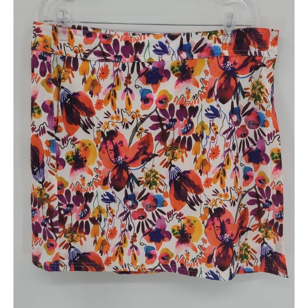 RipSkirt Hawaii Skirt Large Mini‎ Floral Wrap Stretch Cover Up Watercolor Beach